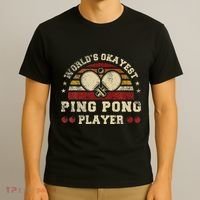 Worlds Okayest Ping Pong Player Retro Ping Pong T-Shirt thumb 3