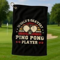 Worlds Okayest Ping Pong Player Retro Ping Pong Golf Towel thumb 1