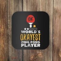 World's Okayest Ping Pong Player Funny Table Tennis Gift Coaster thumb 0