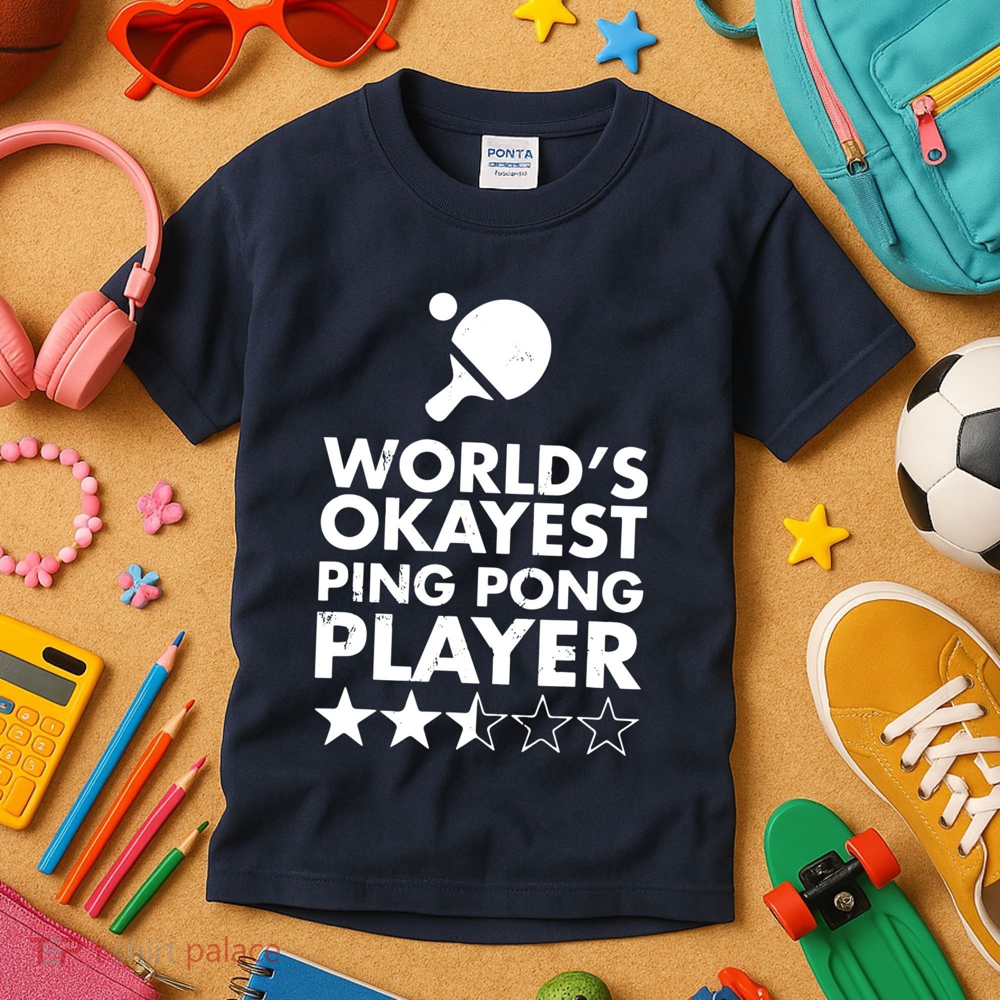 Worlds Okayest Ping Pong Player Trophy Kids T-Shirt