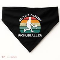 WorldS Okayest Pickleballer Funny Retro Pickleball Player USA-Made Doggie Bandana thumb 0