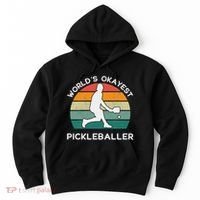 WorldS Okayest Pickleballer Funny Retro Pickleball Player Hoodie thumb 0