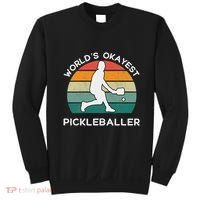 WorldS Okayest Pickleballer Funny Retro Pickleball Player Sweatshirt thumb 0