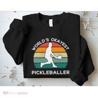 WorldS Okayest Pickleballer Funny Retro Pickleball Player Sweatshirt thumb 2