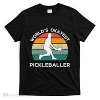 WorldS Okayest Pickleballer Funny Retro Pickleball Player T-Shirt thumb 0
