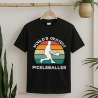 WorldS Okayest Pickleballer Funny Retro Pickleball Player T-Shirt thumb 2