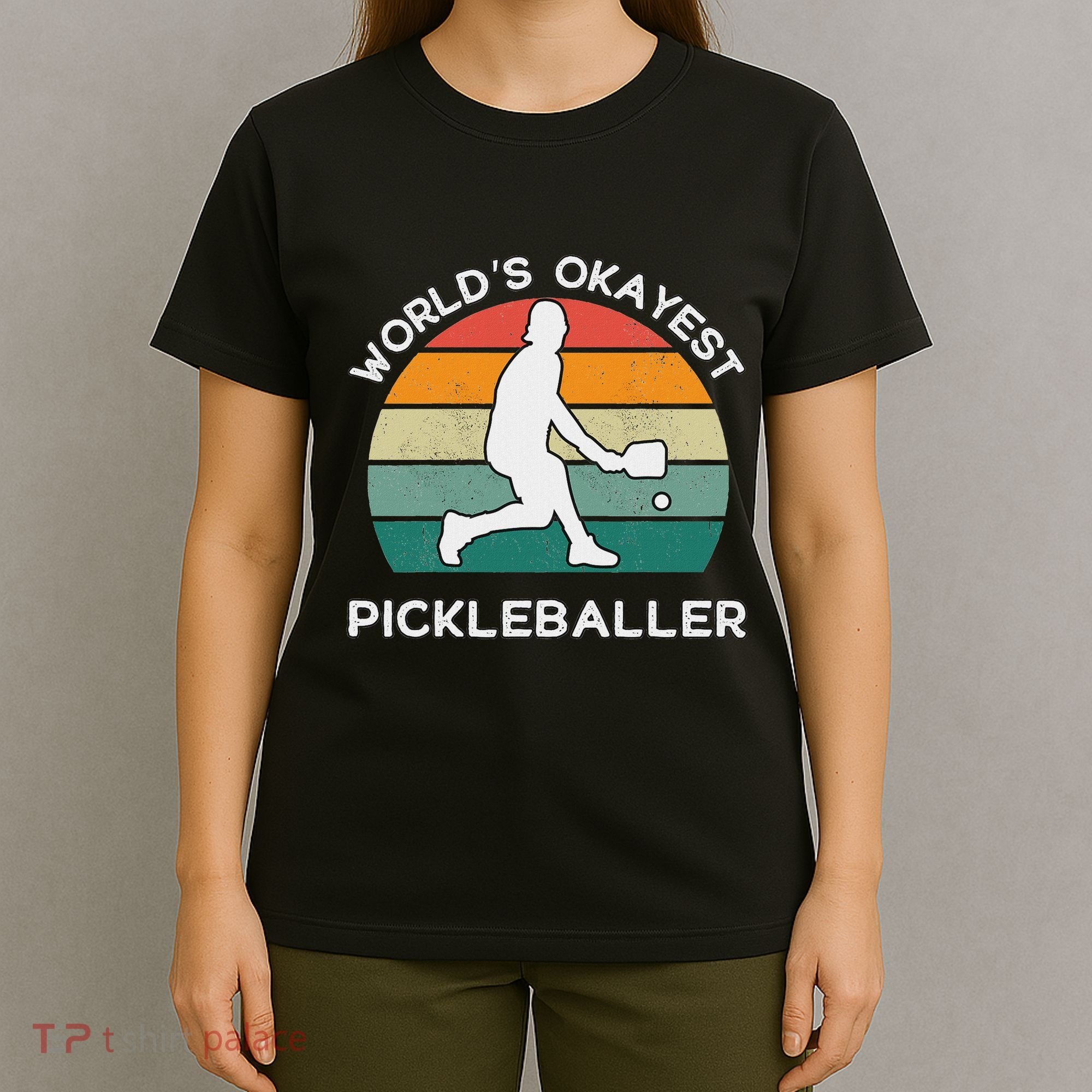 WorldS Okayest Pickleballer Funny Retro Pickleball Player T-Shirt