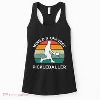 WorldS Okayest Pickleballer Funny Retro Pickleball Player Women's Tank Top thumb 0
