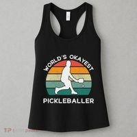 WorldS Okayest Pickleballer Funny Retro Pickleball Player Women's Tank Top thumb 3