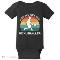 WorldS Okayest Pickleballer Funny Retro Pickleball Player Baby Bodysuit thumb 0