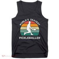 WorldS Okayest Pickleballer Funny Retro Pickleball Player Tank Top thumb 0