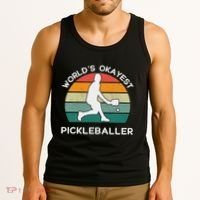 WorldS Okayest Pickleballer Funny Retro Pickleball Player Tank Top thumb 3