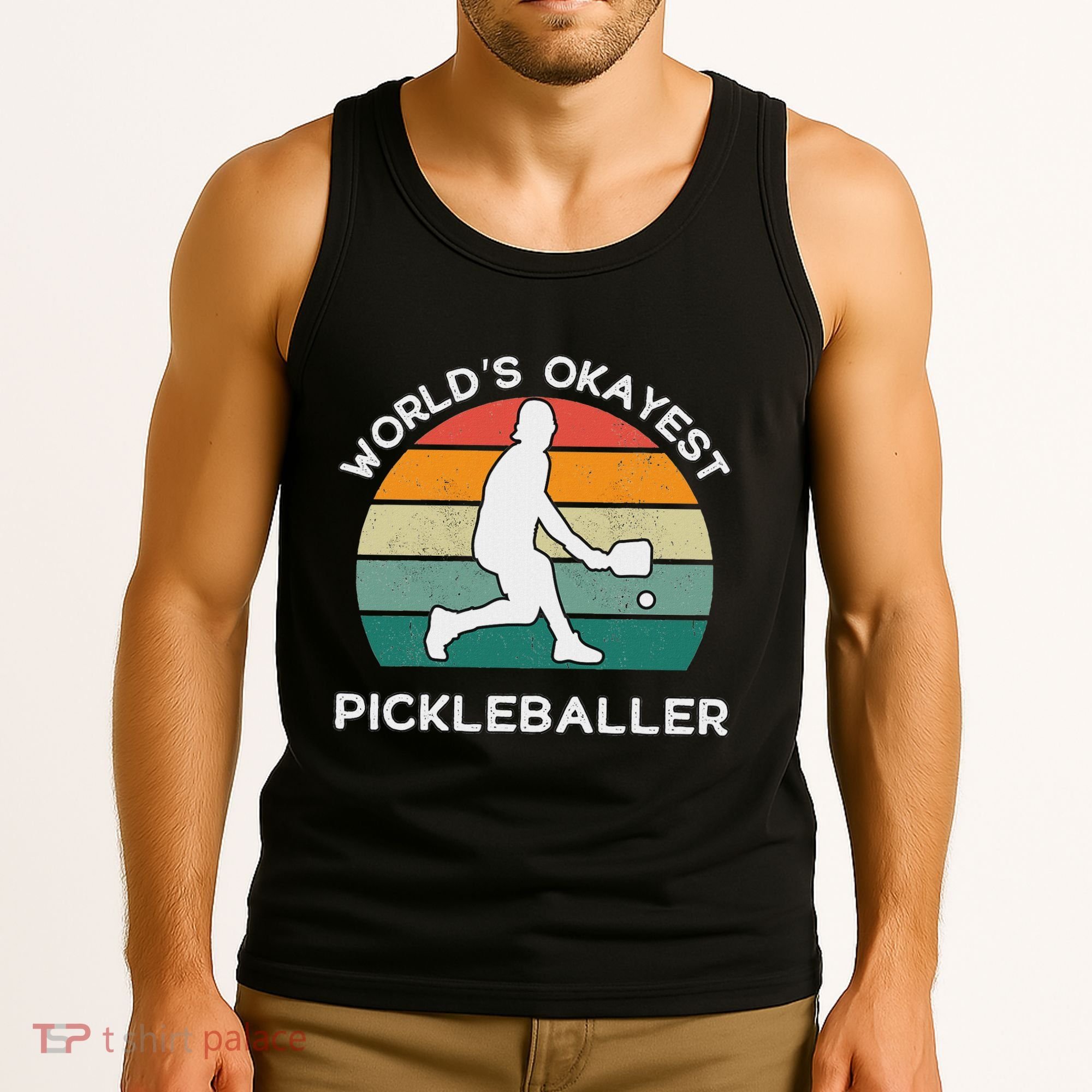 WorldS Okayest Pickleballer Funny Retro Pickleball Player Tank Top