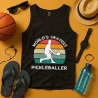 WorldS Okayest Pickleballer Funny Retro Pickleball Player Tank Top thumb 4