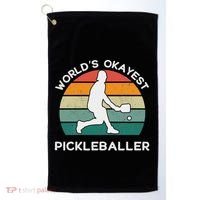 WorldS Okayest Pickleballer Funny Retro Pickleball Player Golf Towel thumb 0