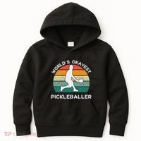 WorldS Okayest Pickleballer Funny Retro Pickleball Player Kids Hoodie thumb 0
