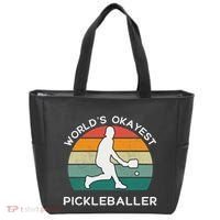 WorldS Okayest Pickleballer Funny Retro Pickleball Player Tote Bag thumb 0