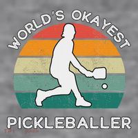 WorldS Okayest Pickleballer Funny Retro Pickleball Player Women's Racerback Cropped Tank thumb 2