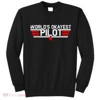 Worlds Okayest Pilot Funny Aviator Aviation Flying Mens Sweatshirt thumb 0