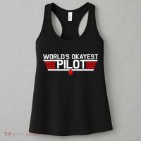 Worlds Okayest Pilot Funny Aviator Aviation Flying Mens Women's Tank Top thumb 3