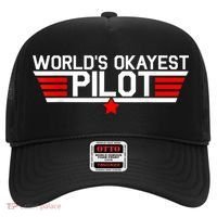 Worlds Okayest Pilot Funny Aviator Aviation Flying Mens Hat thumb 0