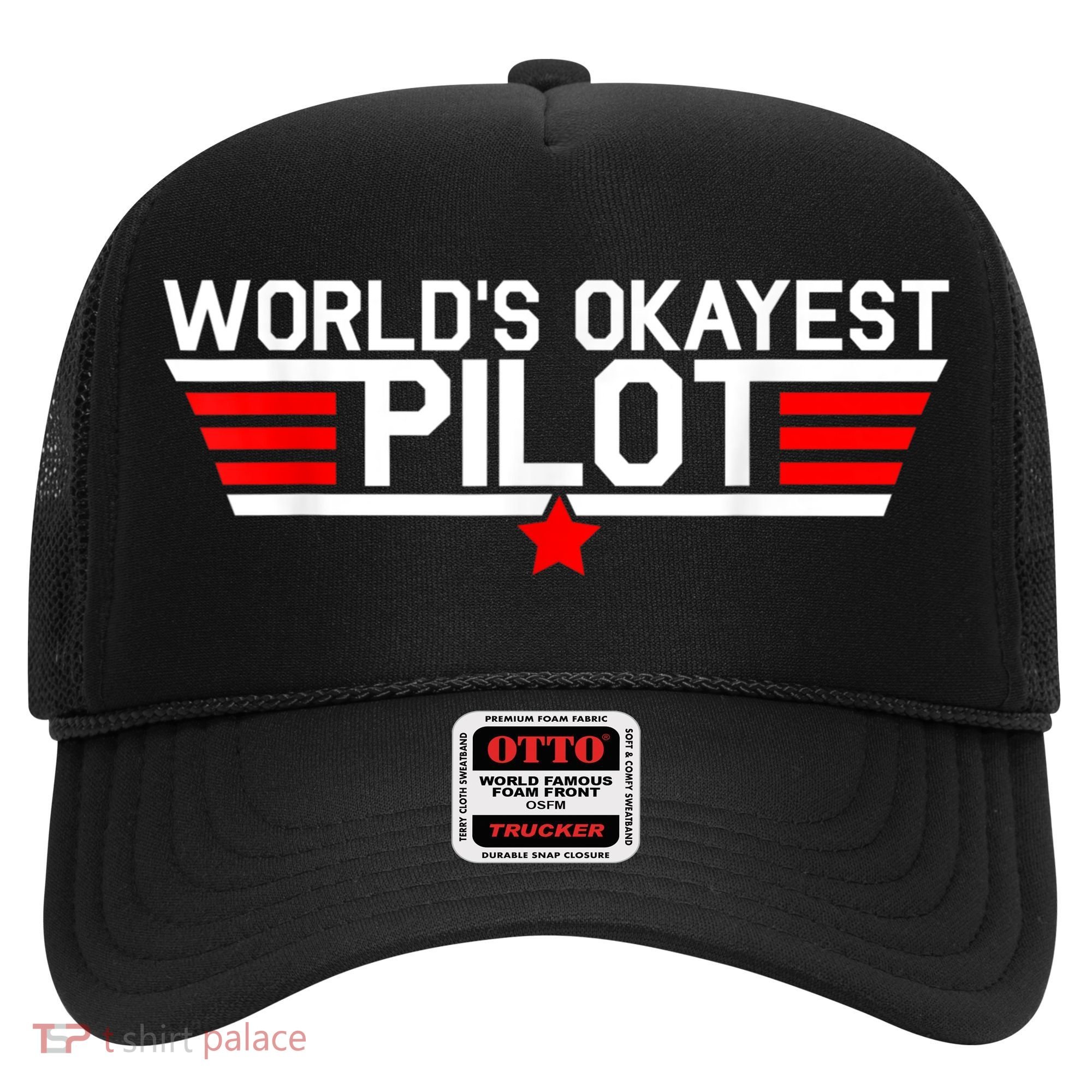 Worlds Okayest Pilot Funny Aviator Aviation Flying Mens Hat