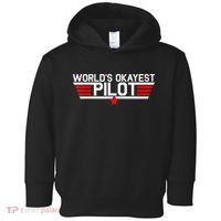 Worlds Okayest Pilot Funny Aviator Aviation Flying Mens Toddler Hoodie thumb 0
