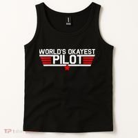 Worlds Okayest Pilot Funny Aviator Aviation Flying Mens Tank Top thumb 2