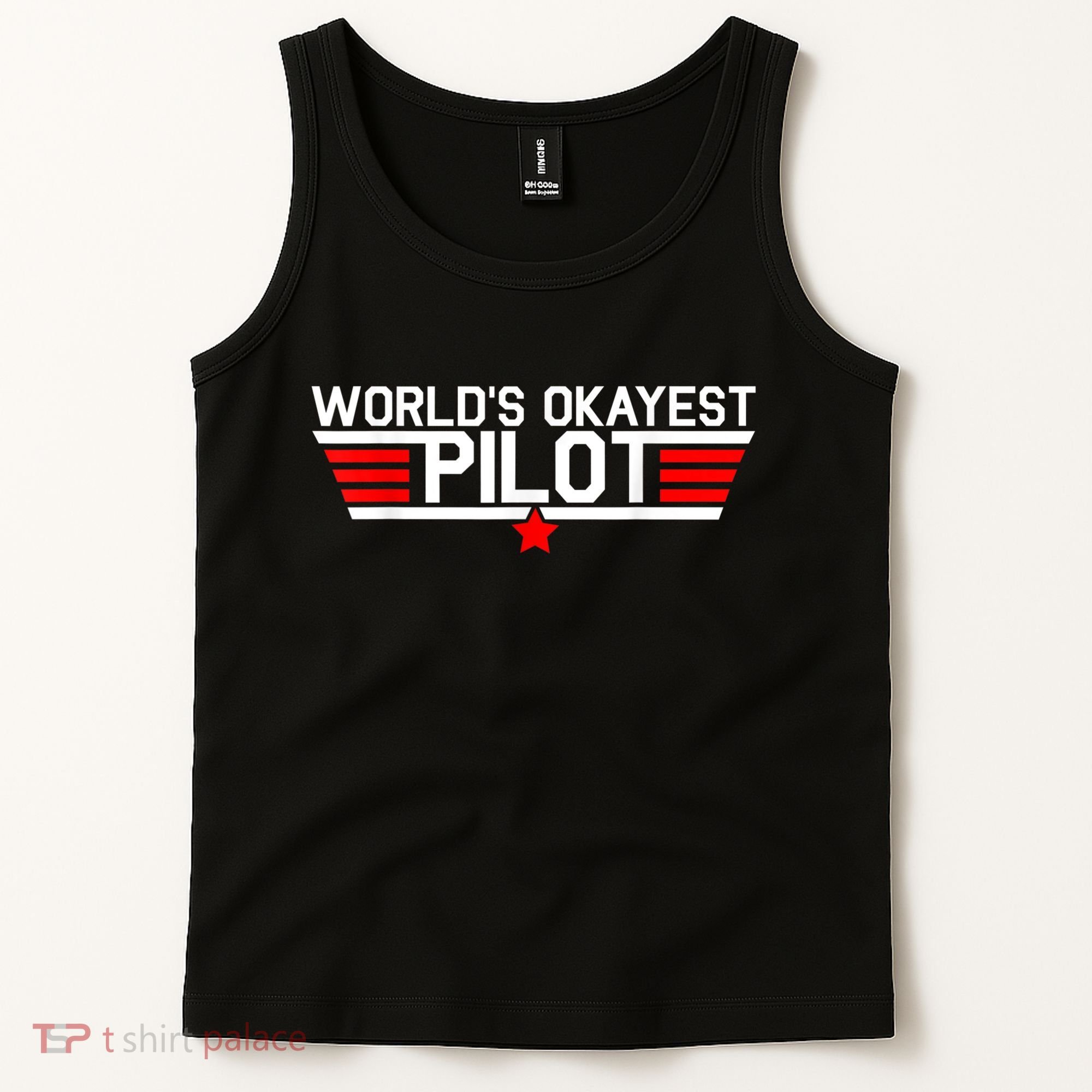 Worlds Okayest Pilot Funny Aviator Aviation Flying Mens Tank Top