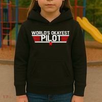 Worlds Okayest Pilot Funny Aviator Aviation Flying Mens Kids Hoodie thumb 3