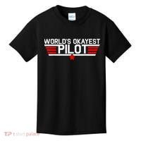 Worlds Okayest Pilot Funny Aviator Aviation Flying Mens Kids T-Shirt thumb 0