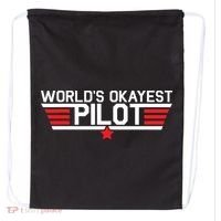 Worlds Okayest Pilot Funny Aviator Aviation Flying Drawstring Bag thumb 0