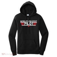 Worlds Okayest Pilot Funny Aviator Aviation Flying Women's Hoodie thumb 0