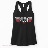 Worlds Okayest Pilot Funny Aviator Aviation Flying Women's Tank Top thumb 0