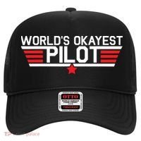 Worlds Okayest Pilot Funny Aviator Aviation Flying Hat thumb 0