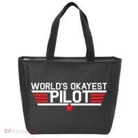 Worlds Okayest Pilot Funny Aviator Aviation Flying Tote Bag thumb 0