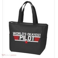 Worlds Okayest Pilot Funny Aviator Aviation Flying Tote Bag thumb 3