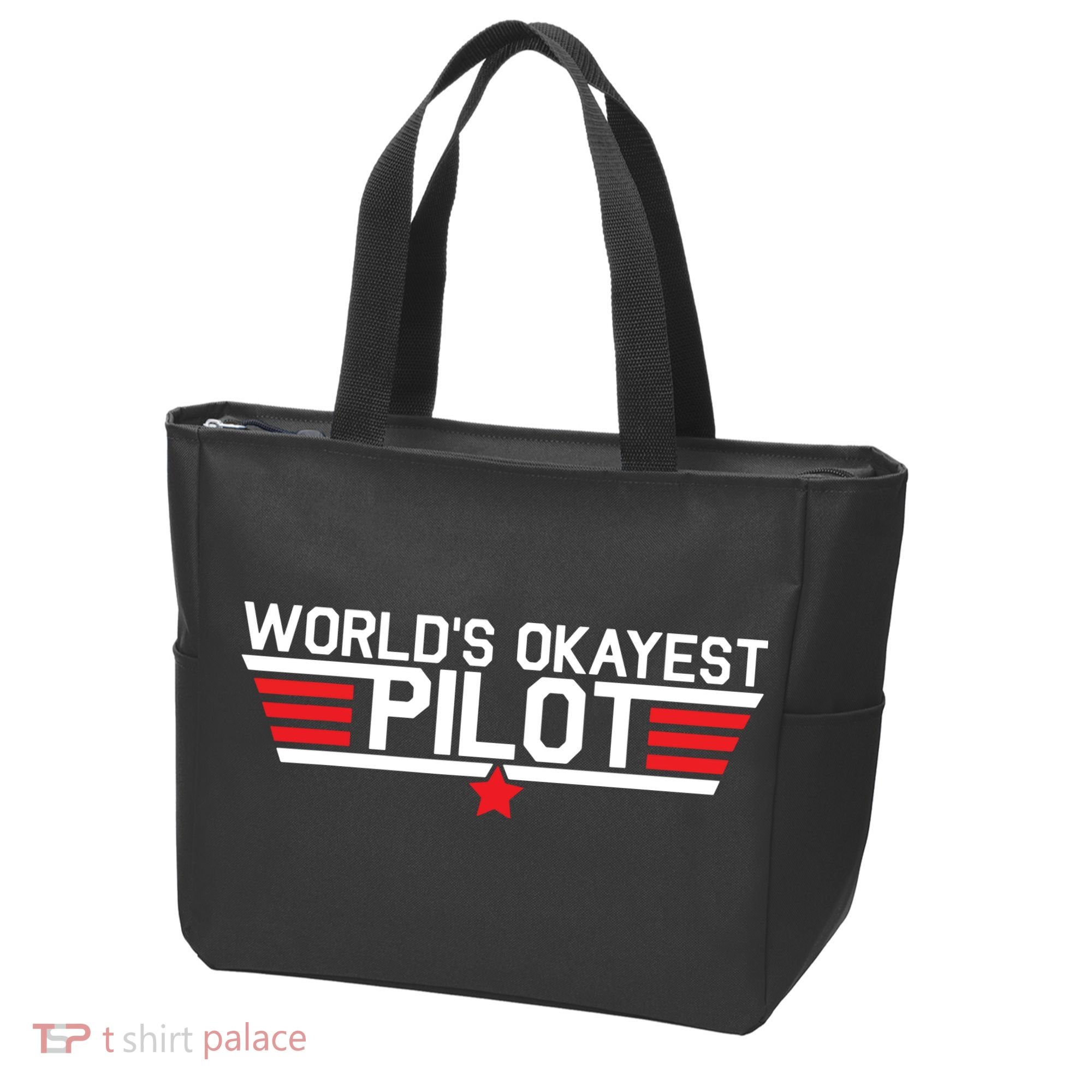 Worlds Okayest Pilot Funny Aviator Aviation Flying Tote Bag