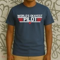 Worlds Okayest Pilot Funny Aviator Aviation Flying T-Shirt thumb 3