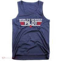 Worlds Okayest Pilot Funny Aviator Aviation Flying Tank Top thumb 0