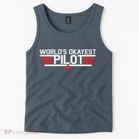 Worlds Okayest Pilot Funny Aviator Aviation Flying Tank Top thumb 2