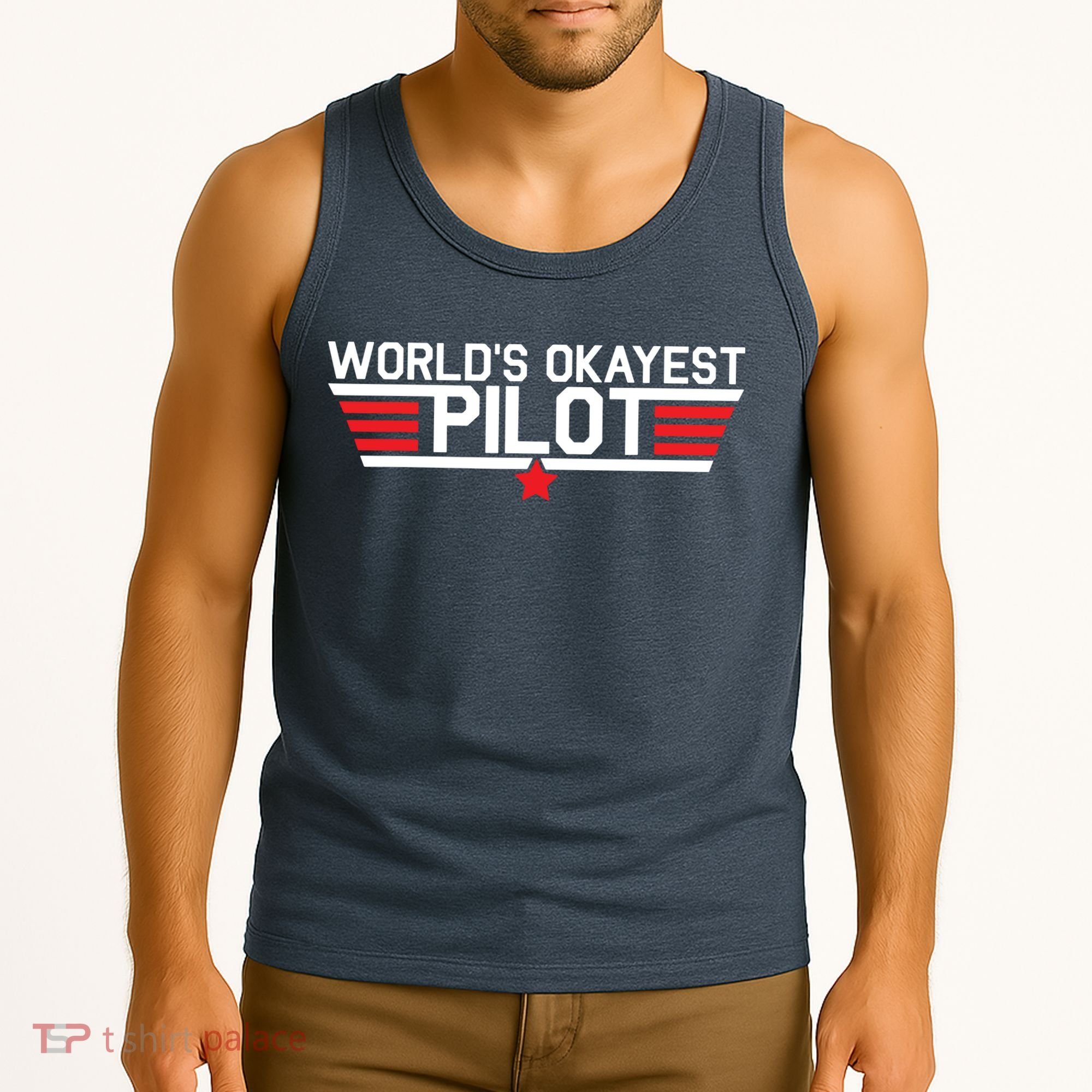 Worlds Okayest Pilot Funny Aviator Aviation Flying Tank Top