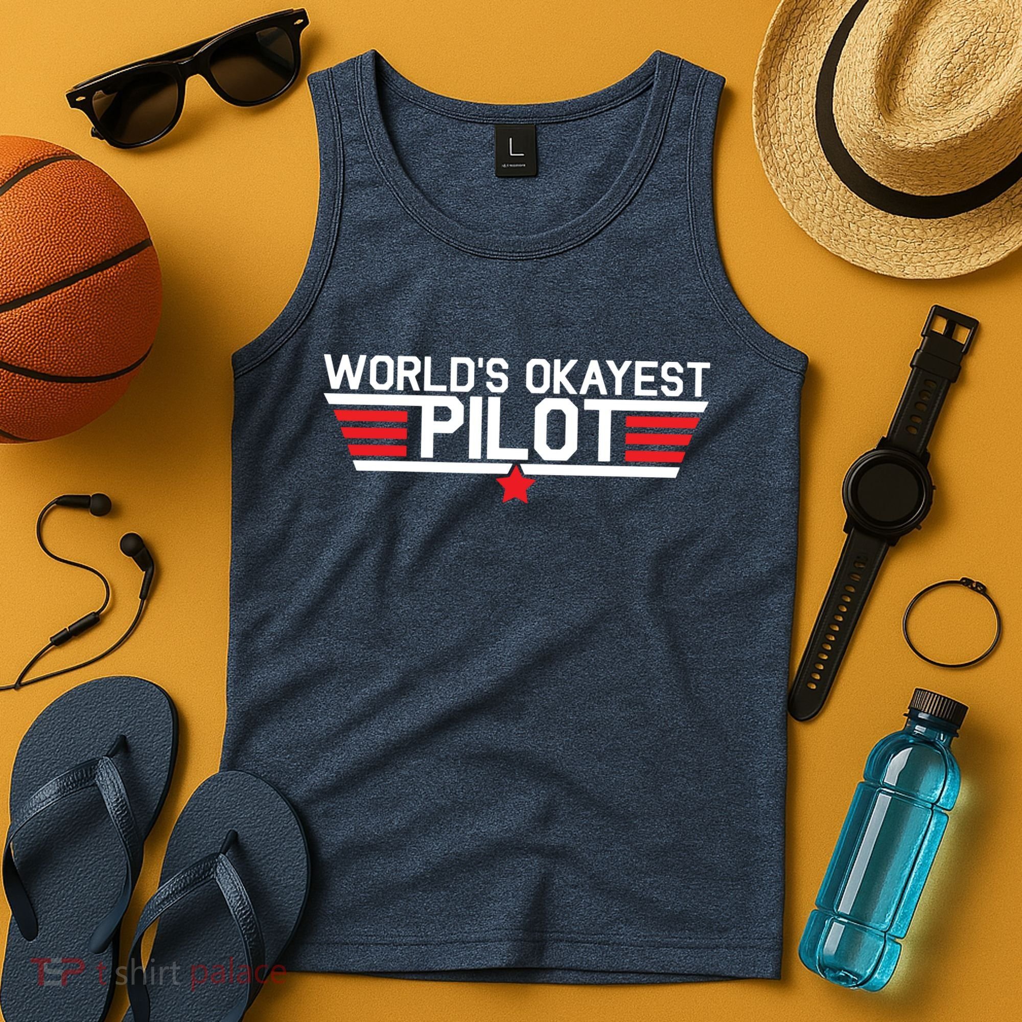 Worlds Okayest Pilot Funny Aviator Aviation Flying Tank Top