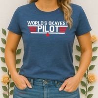 Worlds Okayest Pilot Funny Aviator Aviation Flying Women's T-Shirt thumb 2