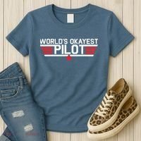 Worlds Okayest Pilot Funny Aviator Aviation Flying Women's T-Shirt thumb 3
