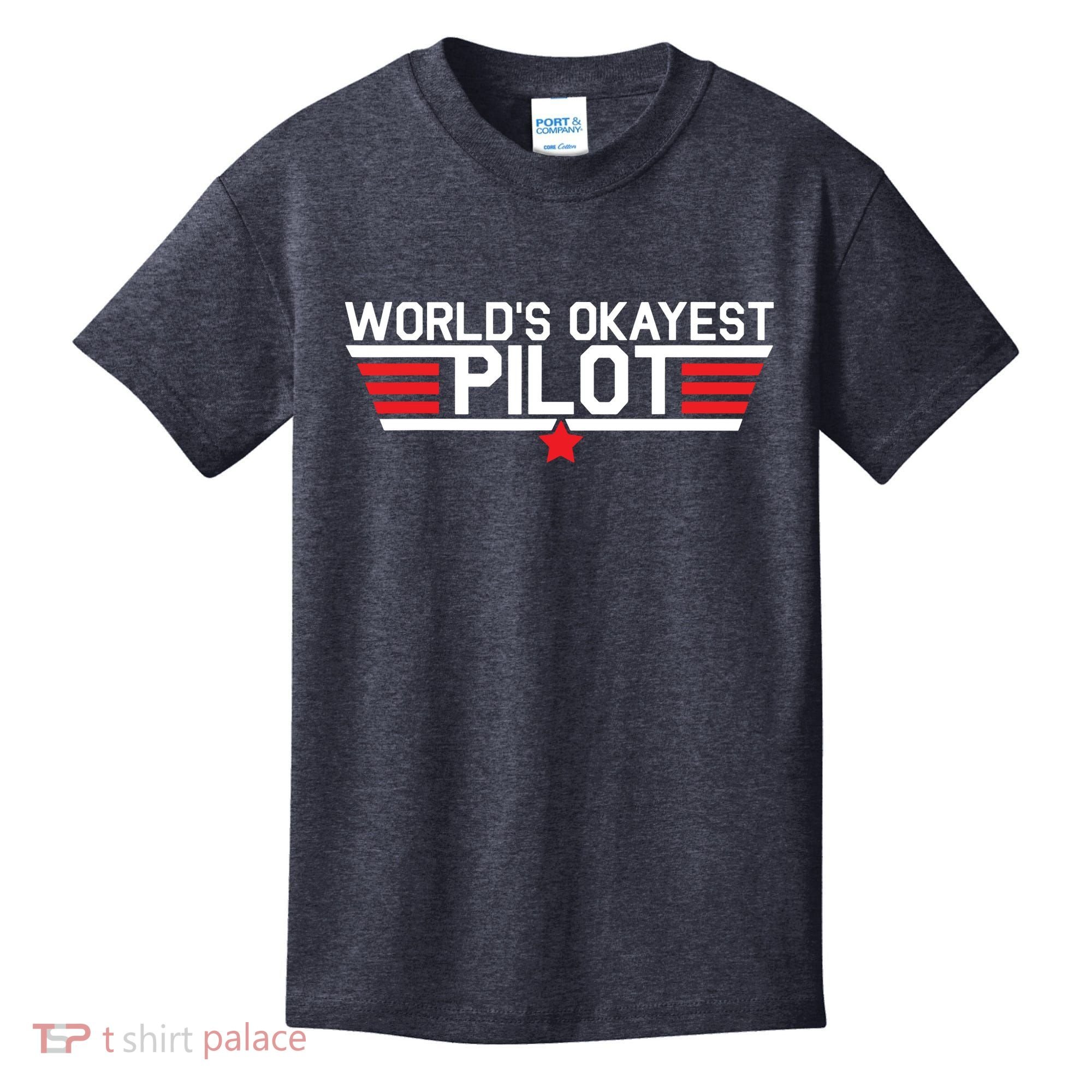 Worlds Okayest Pilot Funny Aviator Aviation Flying Kids T-Shirt