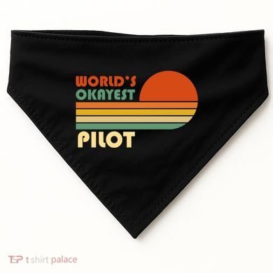 Worlds Okayest Pilot Funny Retro Funny Gift USA-Made Doggie Bandana