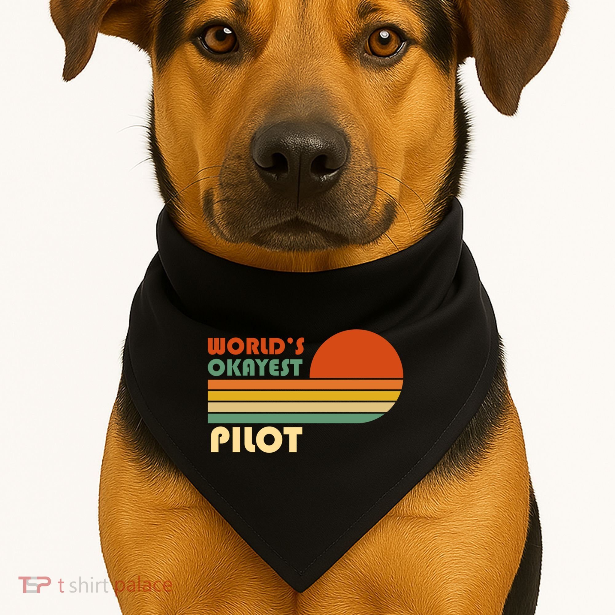 Worlds Okayest Pilot Funny Retro Funny Gift USA-Made Doggie Bandana