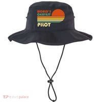 Worlds Okayest Pilot Funny Retro Funny Gift Bucket Hat thumb 0
