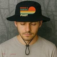 Worlds Okayest Pilot Funny Retro Funny Gift Bucket Hat thumb 2